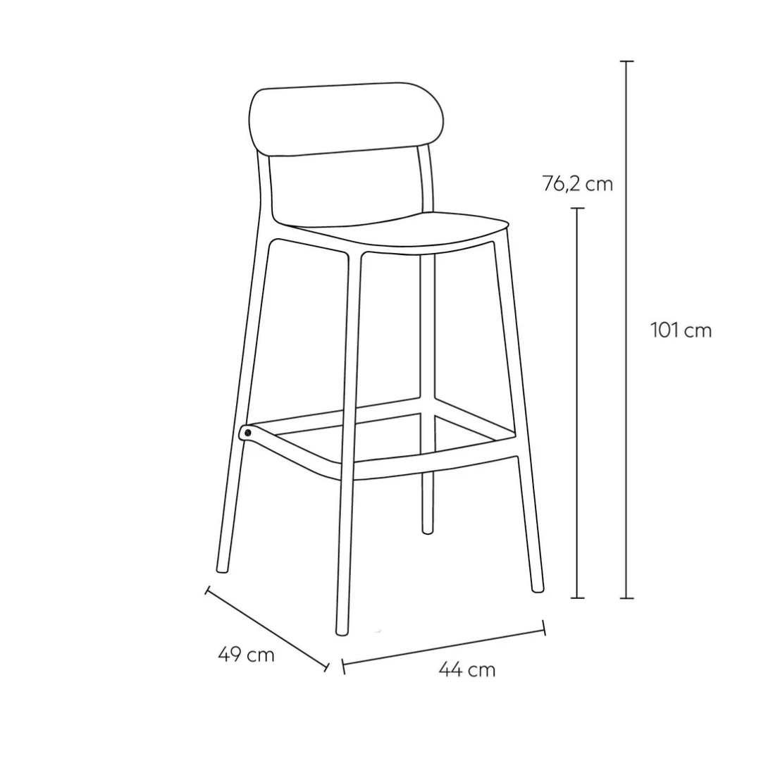 Piso Taburete Silla alta bar cocina Nils 75 cm Negra