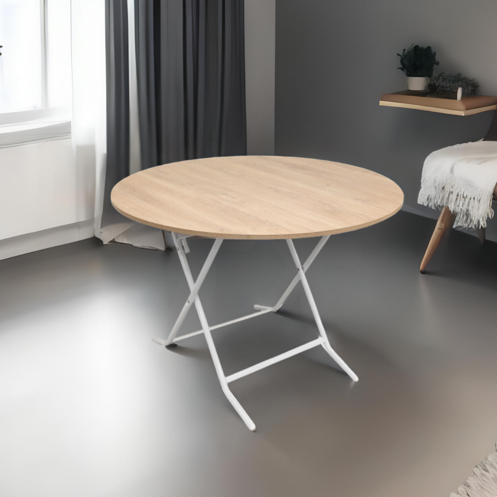 Mesa plegable Lia redonda de 1Mt. color Jerez