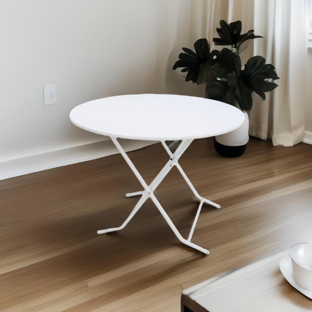 Mesa redonda plegable blanca