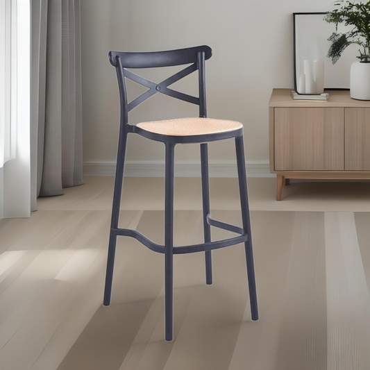Taburete de bar o piso crossback negro de 77cm de altura