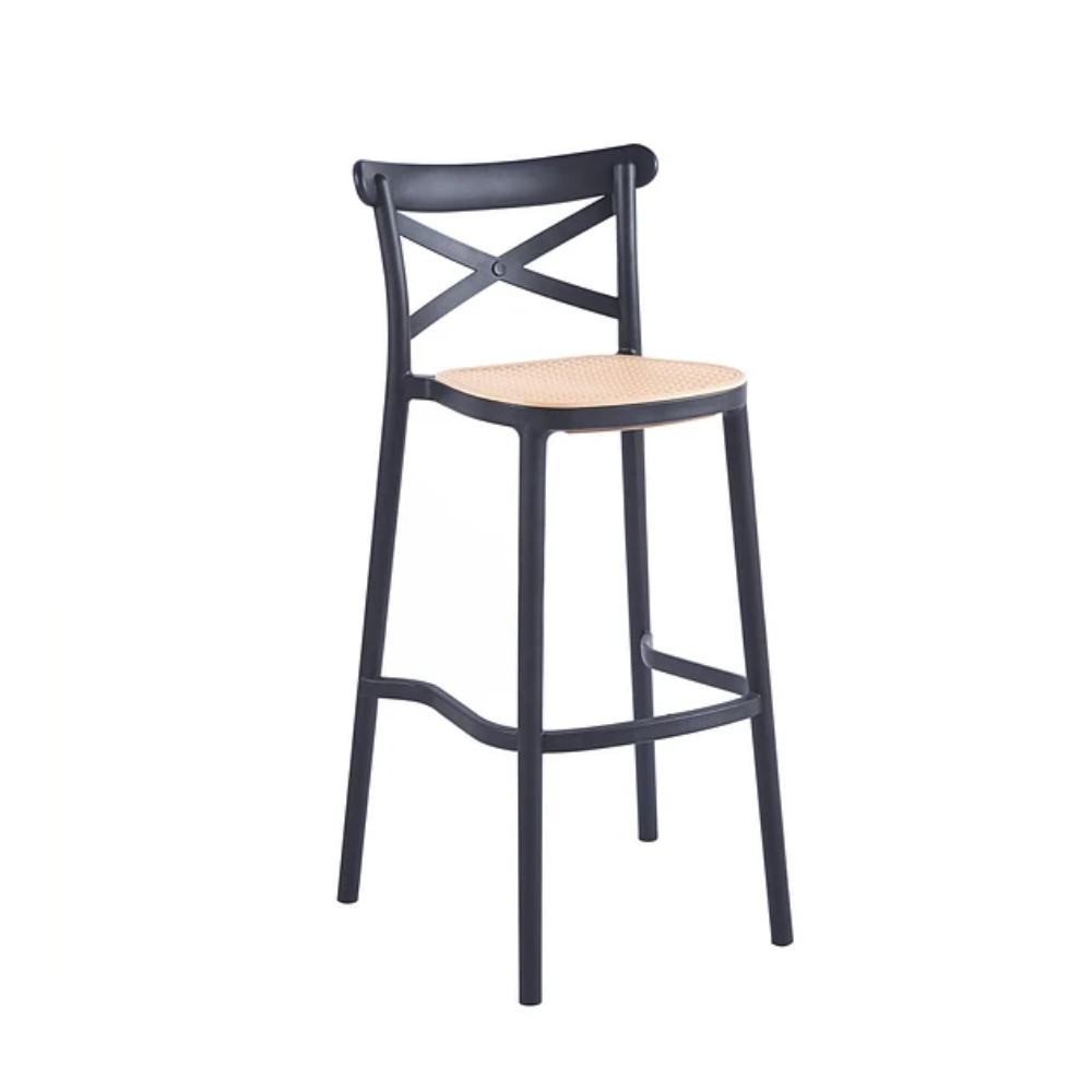Taburete de bar o piso crossback negro de 77cm de altura