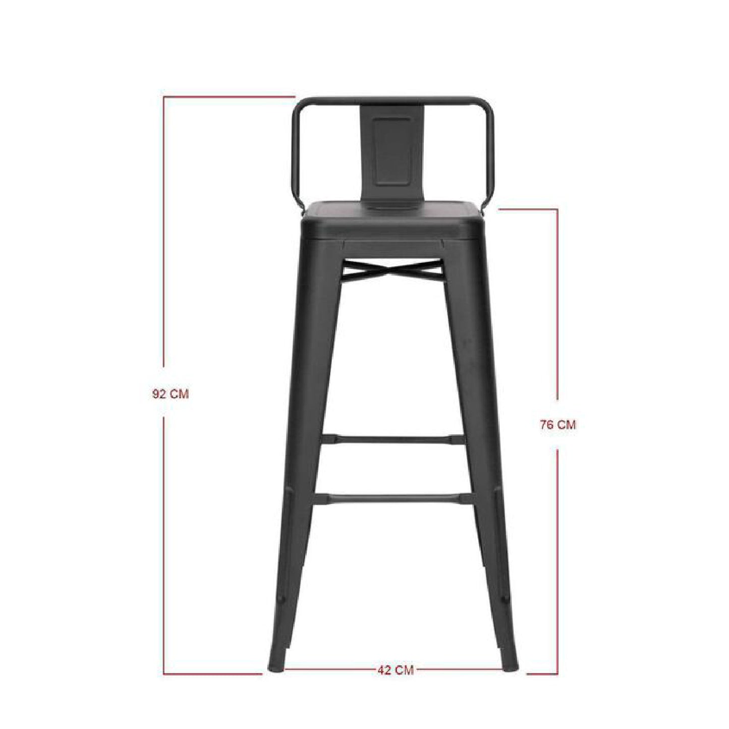 Taburete tolix de 64 cm de altura negro