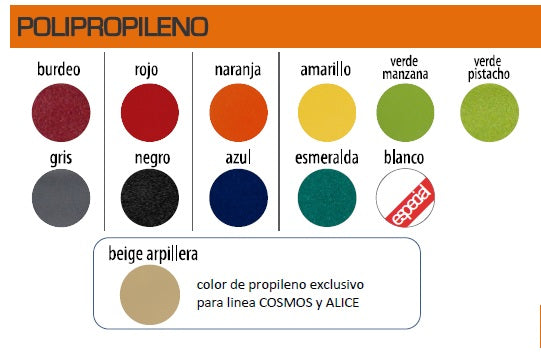 Silla en polipropileno normada N°5 variedad de colores