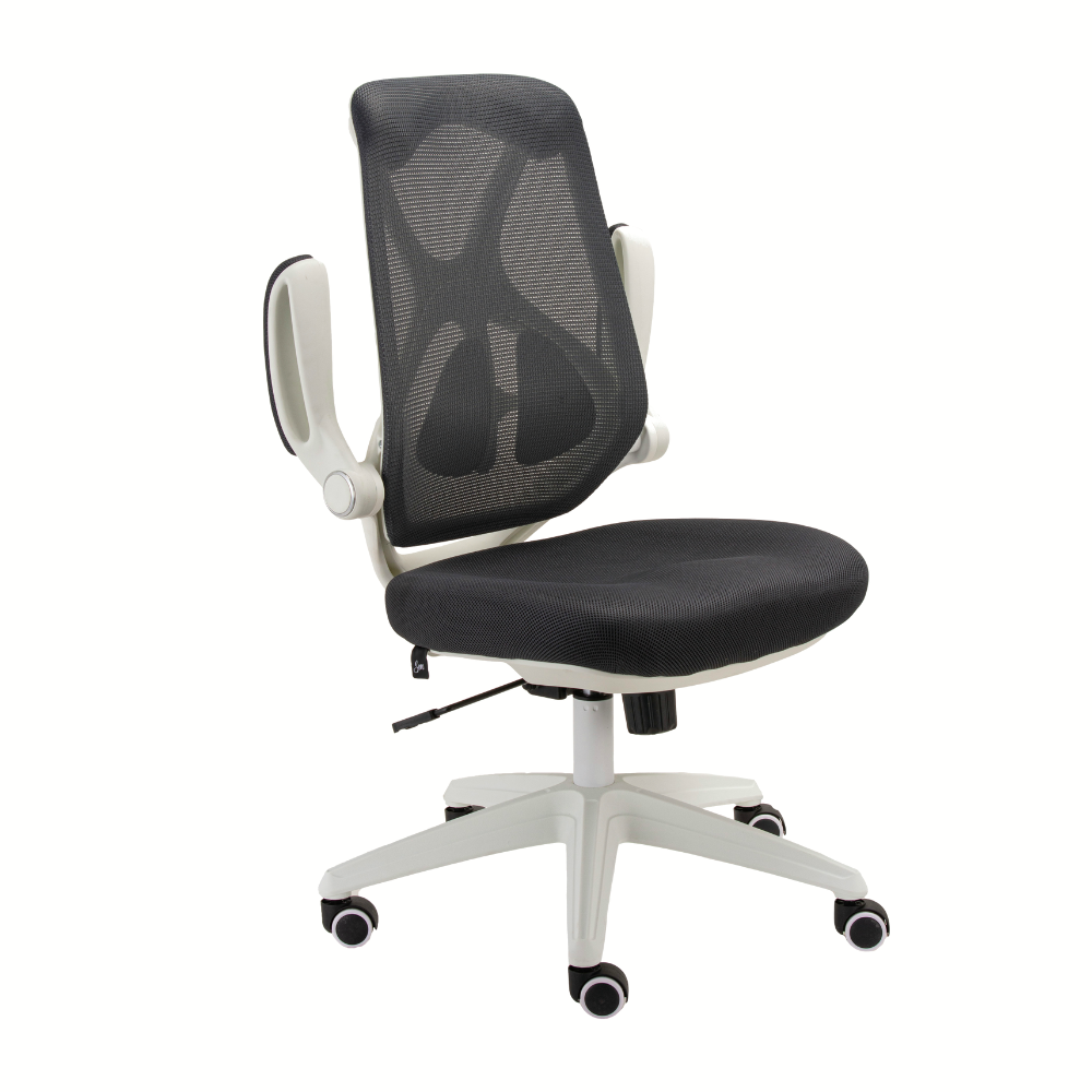 Silla de oficina Tebas brazos tapizados blanco
