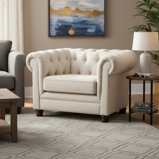 Sofá Capitones Cagliari Florencia - 1 Cuerpo lino blanco