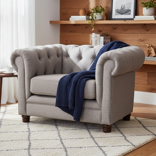 Sofá Capitones Cagliari Florencia - 1 Cuerpo lino gris claro