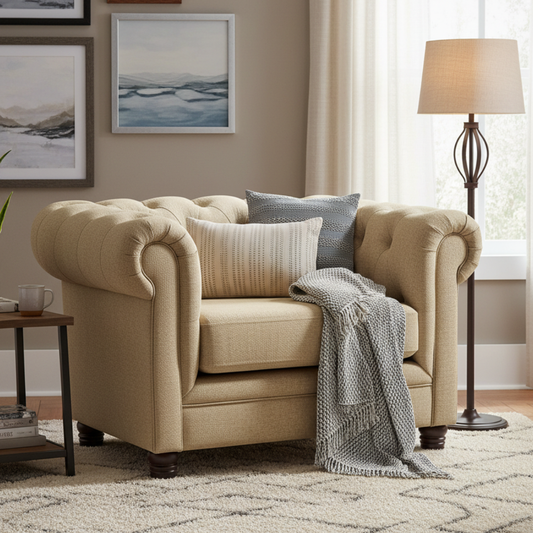 Sofá Capitones Cagliari Florencia - 1 Cuerpo lino natural