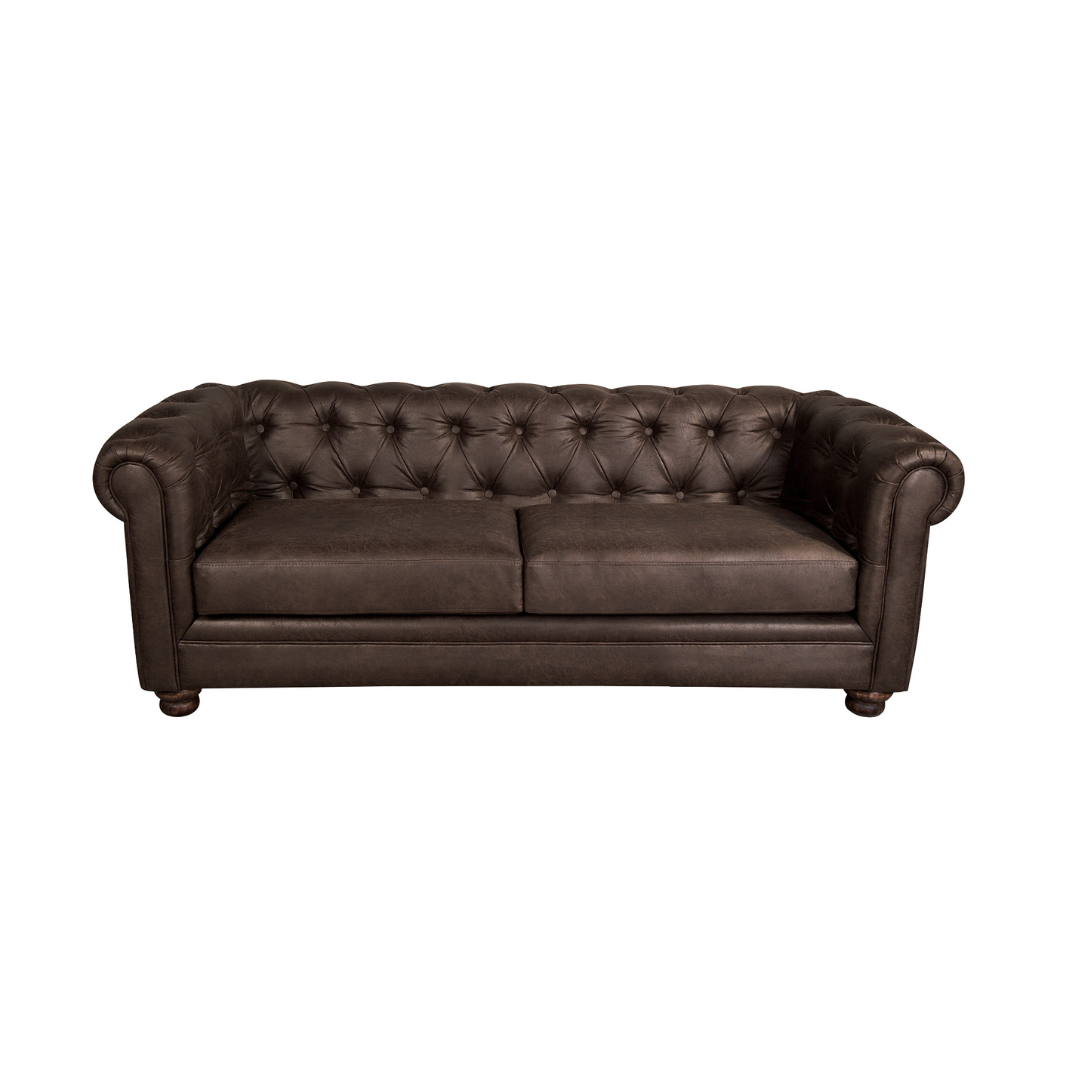 Sofá Capitones Cagliari Florencia - 3 Cuerpos Cuero Marrón