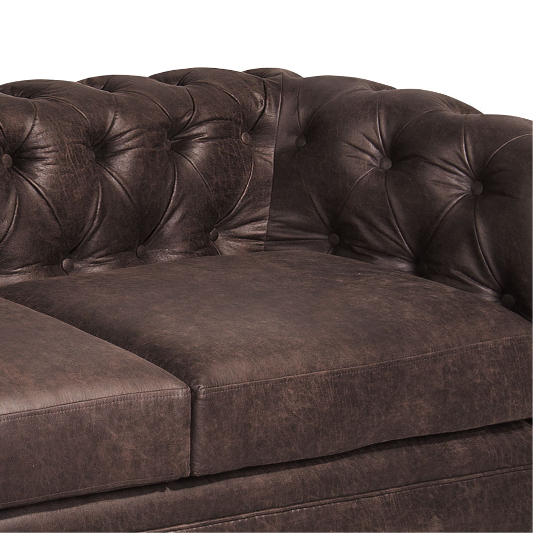 Sofá Capitones Cagliari Florencia - 3 Cuerpos Cuero Marrón