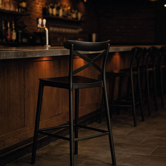 Piso Taburete Silla alta bar cocina Crossback 75cm Negra
