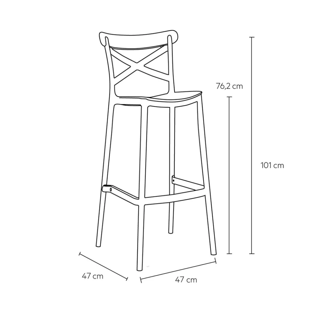 Piso Taburete Silla alta bar cocina Crossback 75cm Negra