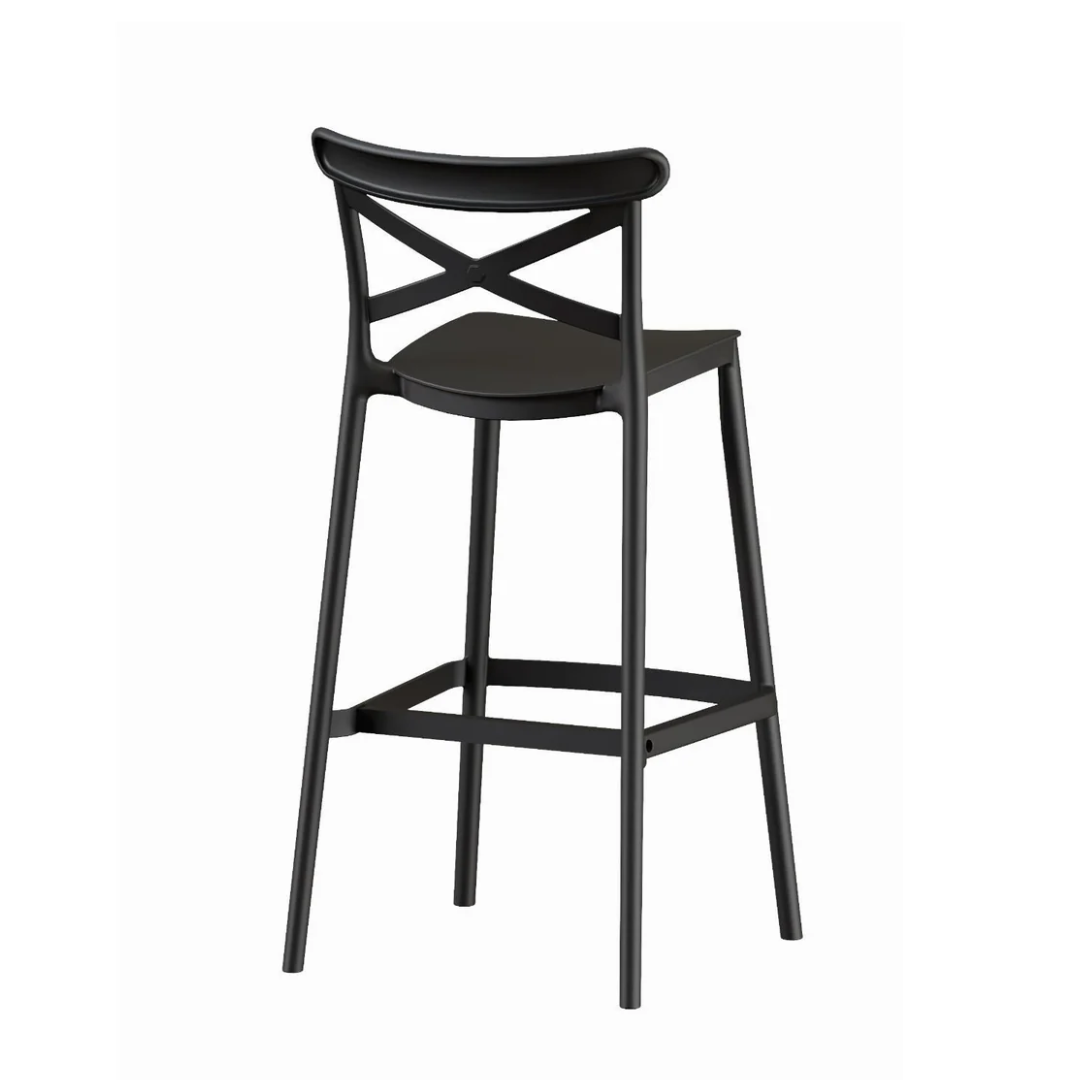 Piso Taburete Silla alta bar cocina Crossback 75cm Negra