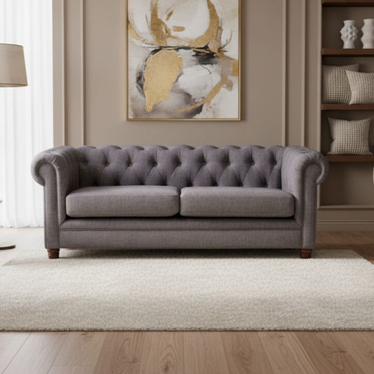 Sofá Capitones Cagliari Florencia - 3 Cuerpos Lino Gris oscuro