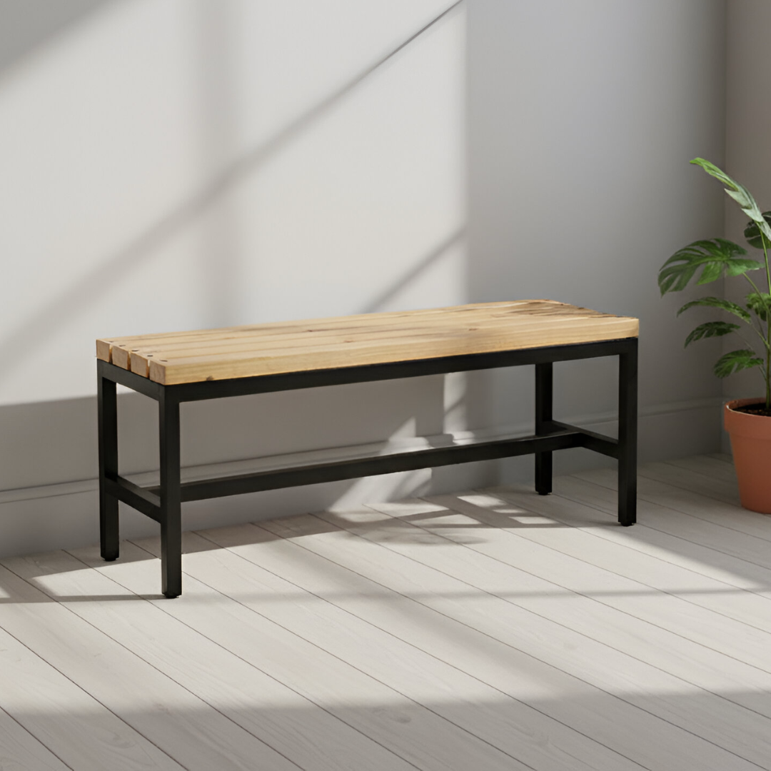 Banca simple de madera para exteriores