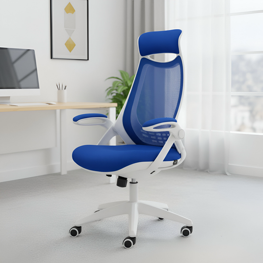 Silla de oficina Versalles blanco/azul