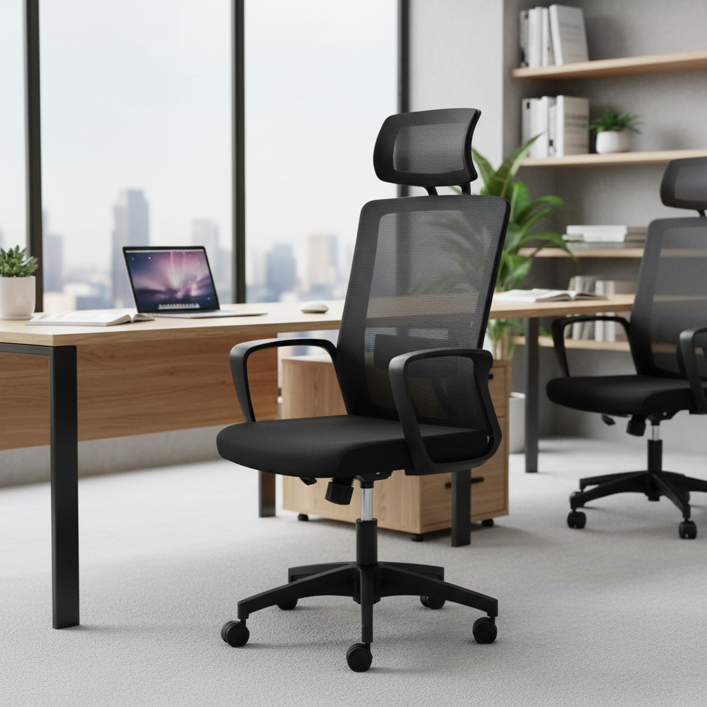 Silla de oficina Happy con cabecero