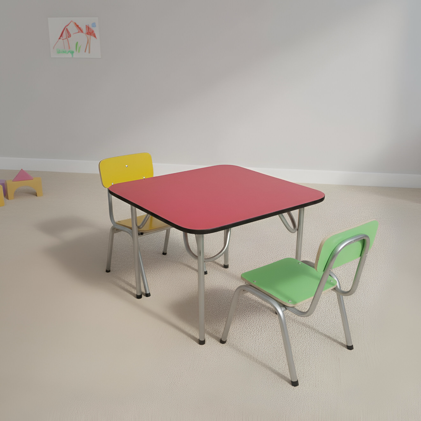 Kit de mesa + 2 sillas de kinder – párvulo – 70 x 70cm